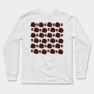 Brown shapes pattern on green 2 Long Sleeve T-Shirt